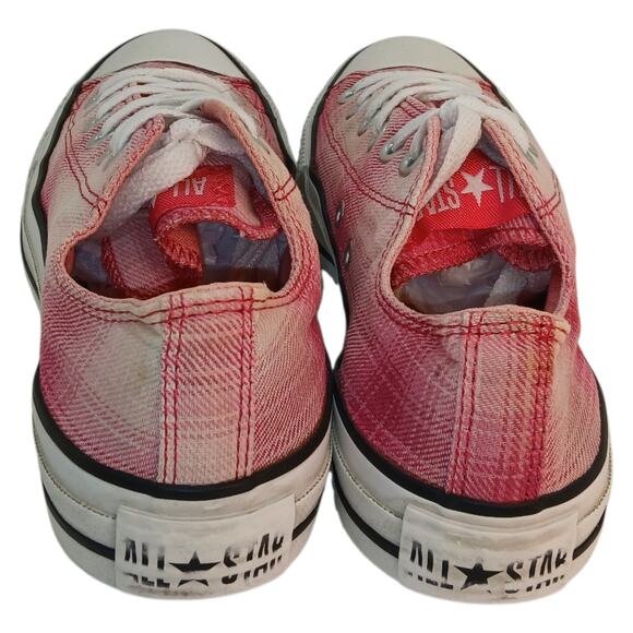 Converse All Star Pink Plaid Canvas Sneakers - Women's 7 - Picture 5 of 8